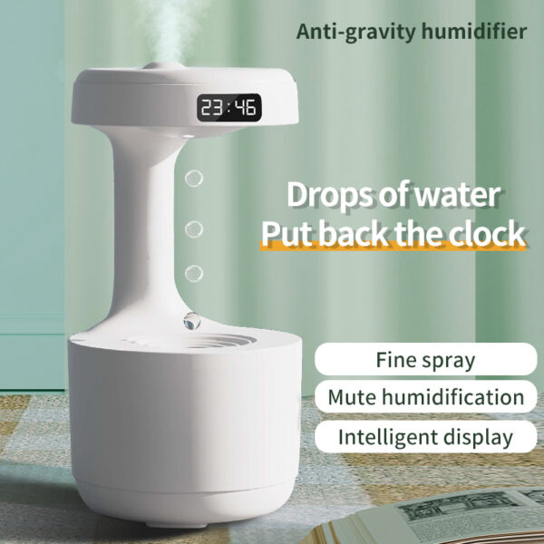 Bedroom Anti-Gravity Humidifier With Clock Water Drop Backflow Aroma Diffuser Large Capacity Office Bedroom Mute Heavy Fog Household Sprayer - Image 1
