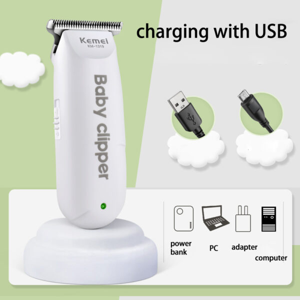 KEMEI 1319 Electric USB Baby Hair Trimmer Mini Portable Hair Clipper Kid Hair Cutting Rechargeable Quiet Infant household Shaver - Image 1