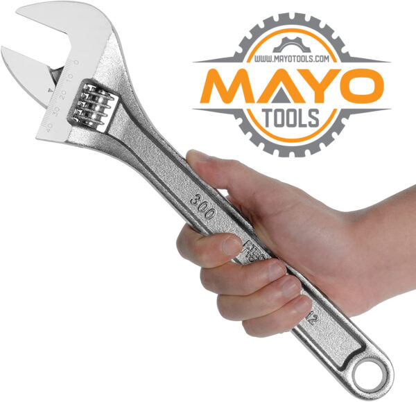 mayo tools Jetech Adjustable Wrench 12 inch Professional Shifter Spanner with Wide Caliber Opening