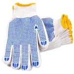 Mayo tools 21cm 13Guage PVC Dots Knitted Cotton Hand Gloves Work Blue Cotton Double Sided Dotted Gloves