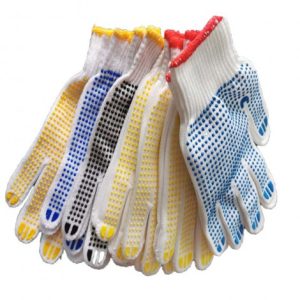 Mayo tools 21cm 13Guage PVC Dots Knitted Cotton Hand Gloves Work Blue Cotton Double Sided Dotted Gloves